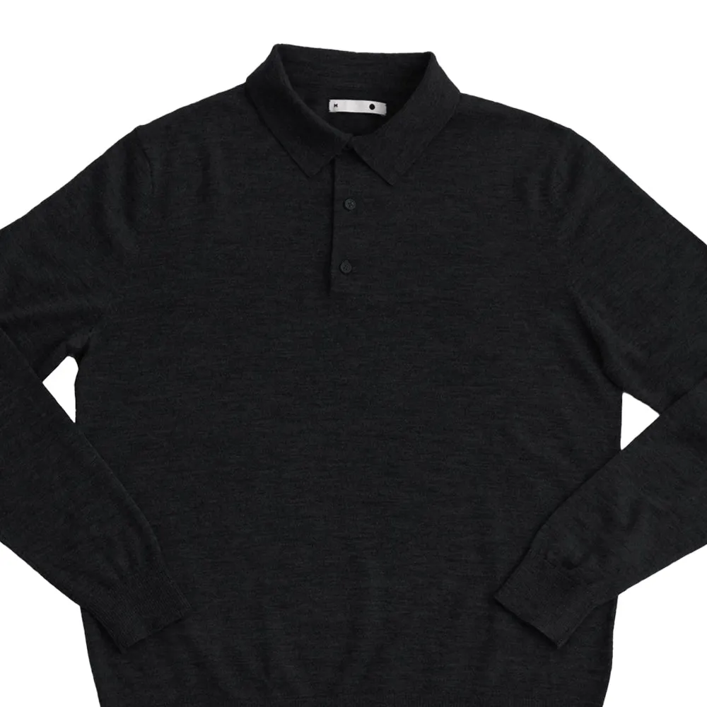 Silenciosa Merino Wool Long Sleeve Polo