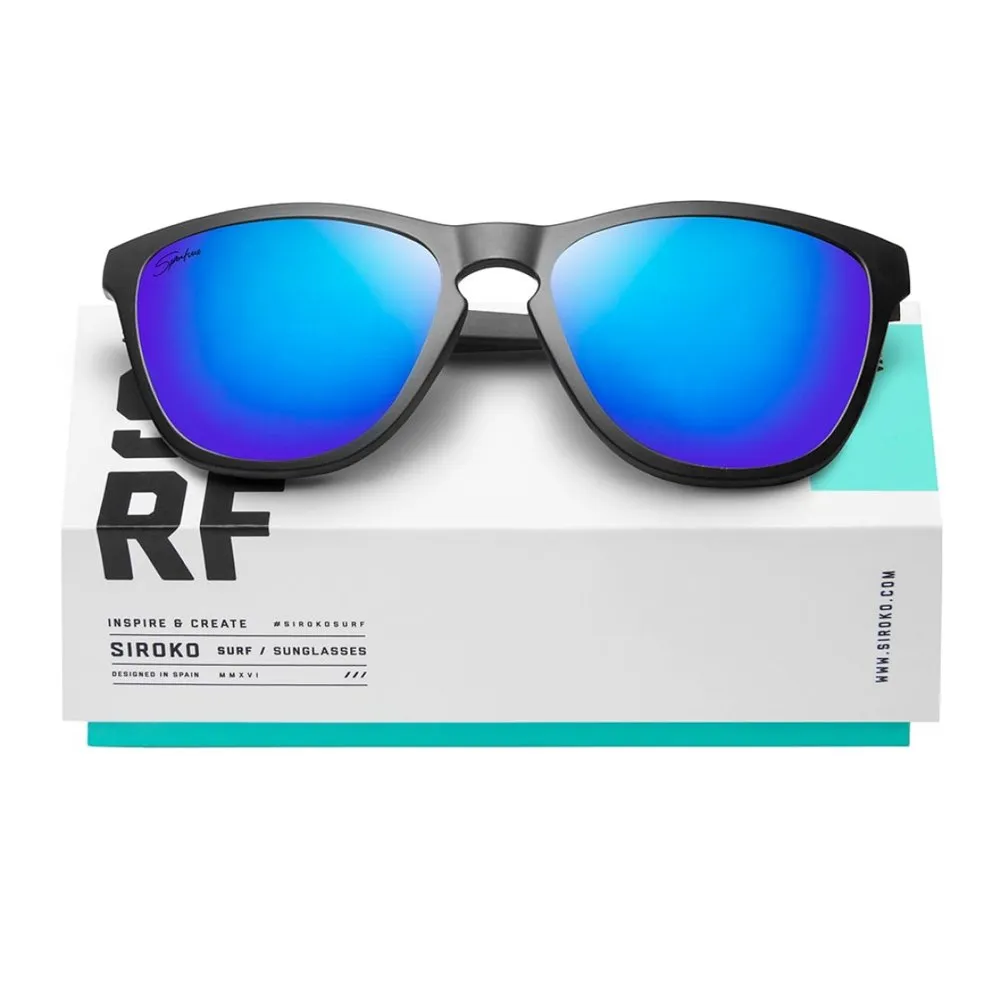 Siroko Hanalei Solbriller, Black / blue, Blue Mirror