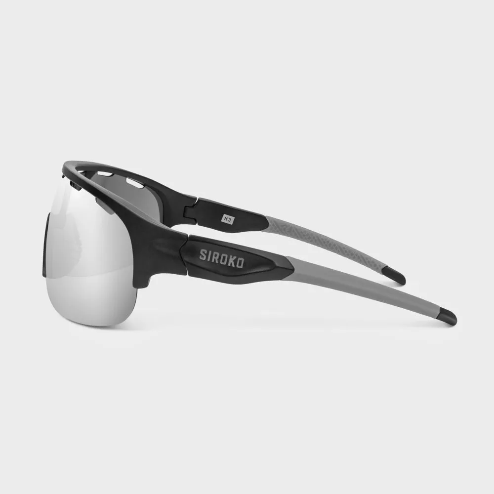Siroko K3 The Cyclist Solbriller, Black, Grey Mirror/CAT3 Siroko K3 The Cyclist Solbriller, Black, Grey Mirror/CAT3