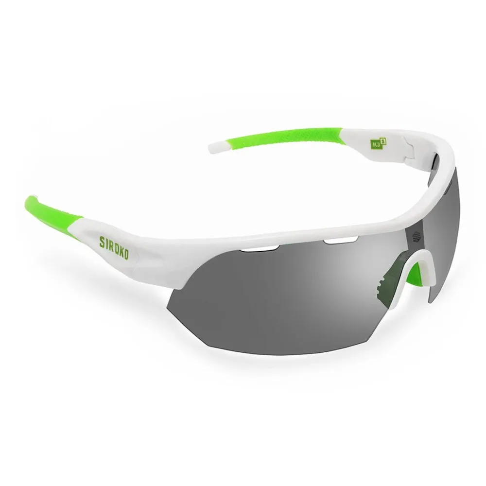 Siroko K3s Foto Kromatiske Solbriller, White, Photocromatic Green Mirror Siroko K3s Foto Kromatiske Solbriller, White, Photocromatic Green Mirror
