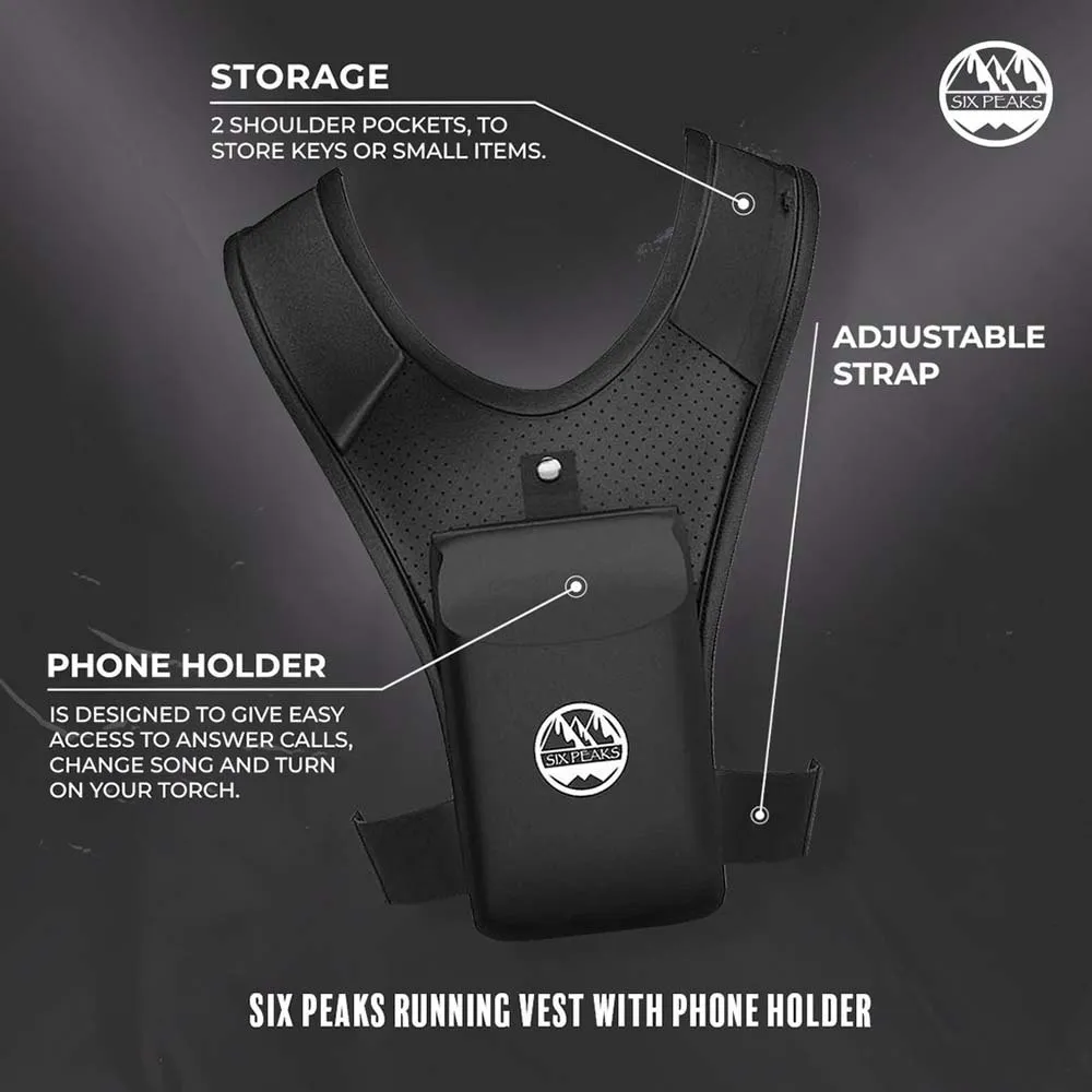 Six Peaks Løpevest Med Telefonholder unisex, Black, One Size