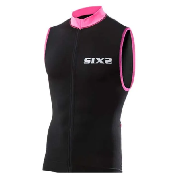 SIXS Stripes Ermeløs Sykkeltrøye, Black / pink, XL