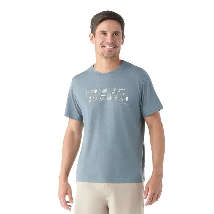 SmartWool Gone Camping Graphic Slim Fit Kortarmet T-skjorte, Pewter blue