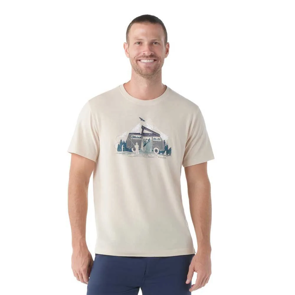 SmartWool River Van Graphic Slim Fit Kortarmet T-skjorte, Almond