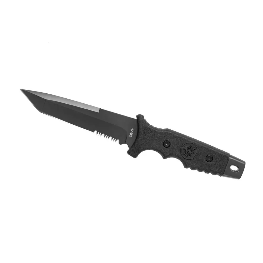 Smith Sw7s Fixed Blade Serrated Tanto Kniv, Black, One Size Smith Sw7s Fixed Blade Serrated Tanto Kniv, Black, One Size