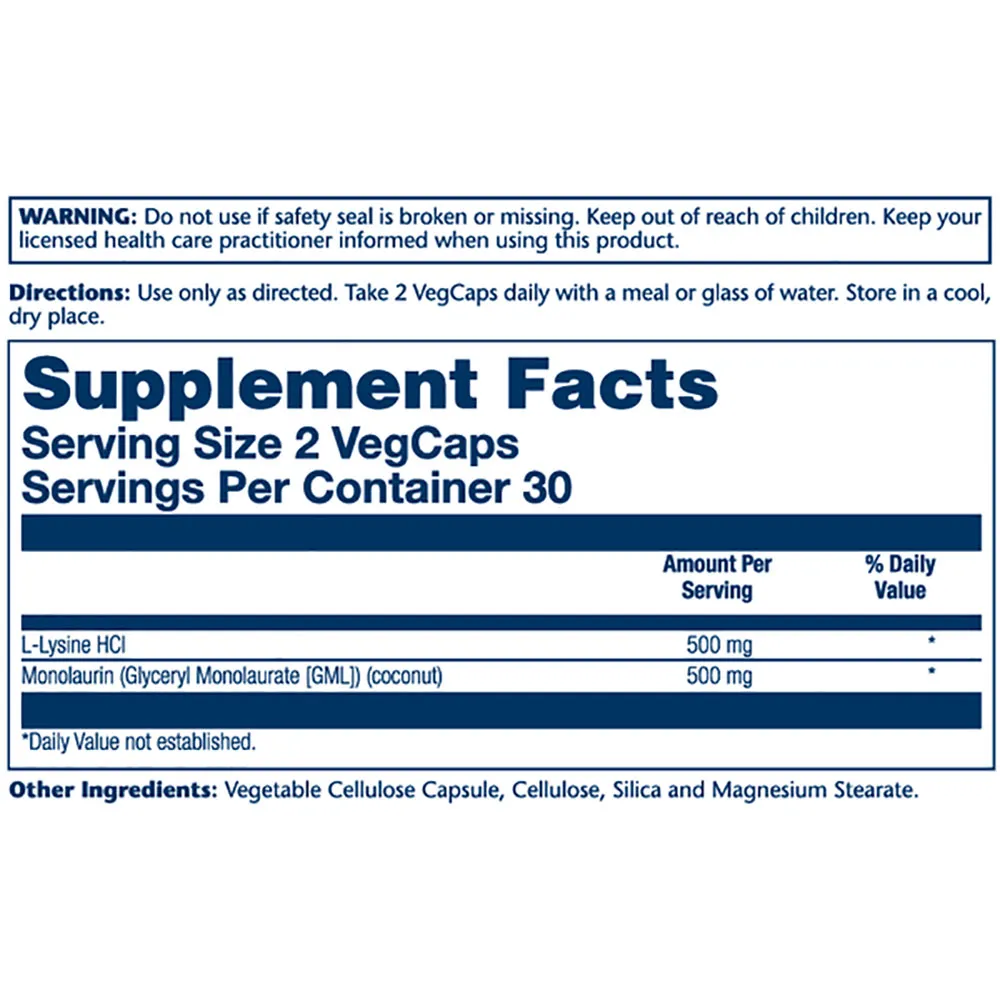 Solaray L-lysine Monolaurin Kapsler 60 Enheter, Multicolour, One Size Solaray L-lysine Monolaurin Kapsler 60 Enheter, Multicolour, One Size