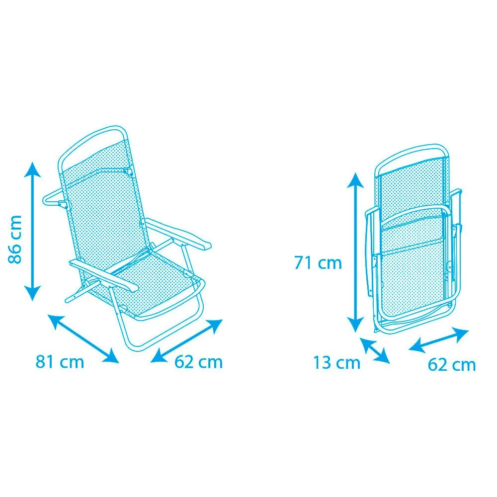 Solenny Lav Sammenleggbar Stol 4 Posisjoner 86x81x62 Cm unisex, Navy / white, One Size