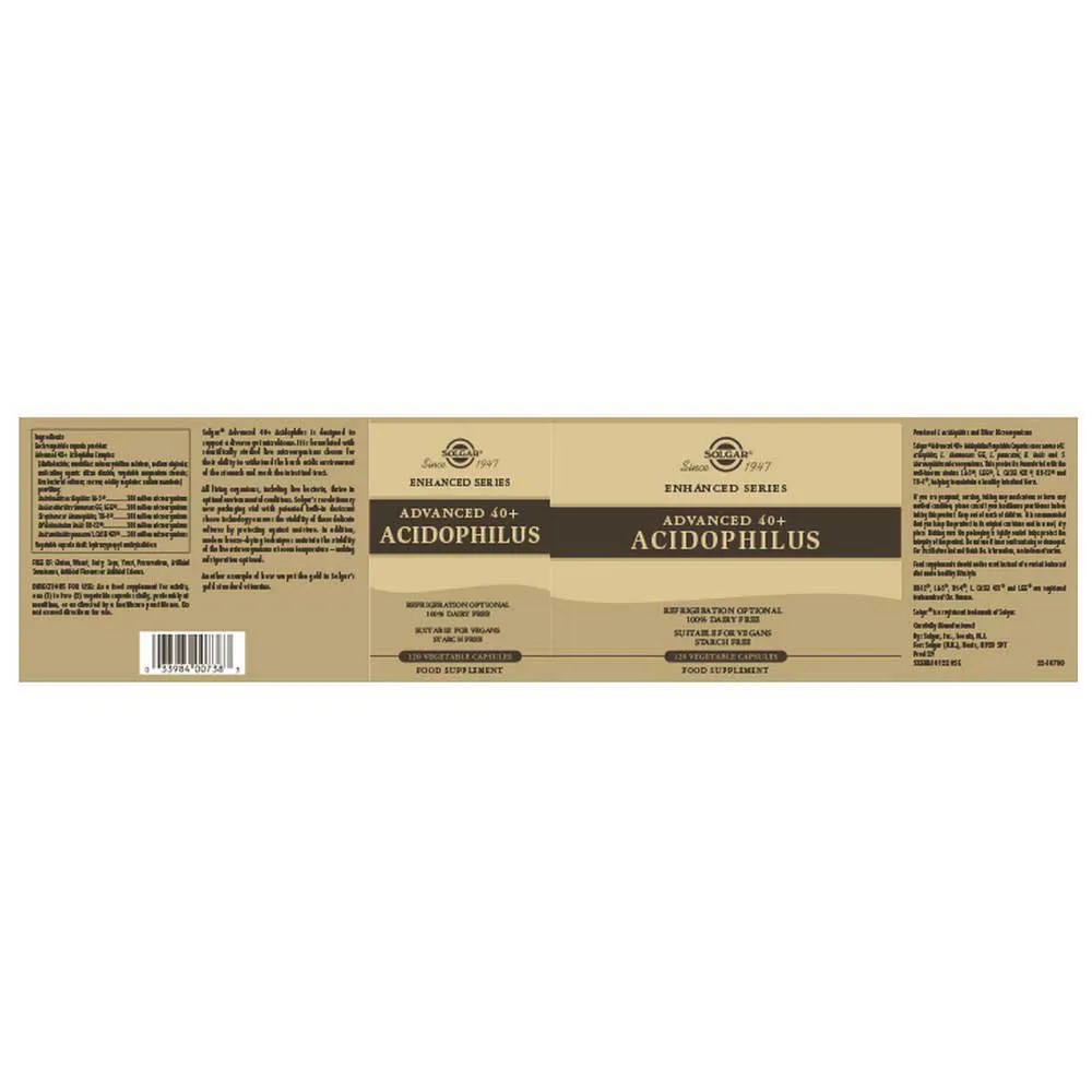 Solgar Avansert 40+ Acidophilus 120 Enheter, Brown, One Size Solgar Avansert 40+ Acidophilus 120 Enheter, Brown, One Size
