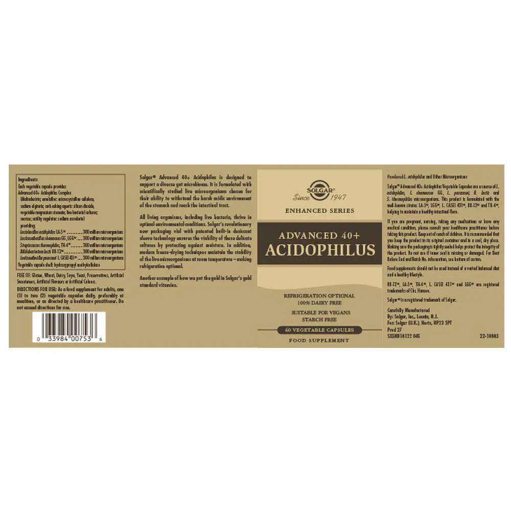 Solgar Avansert 40+ Acidophilus 60 Enheter, One size