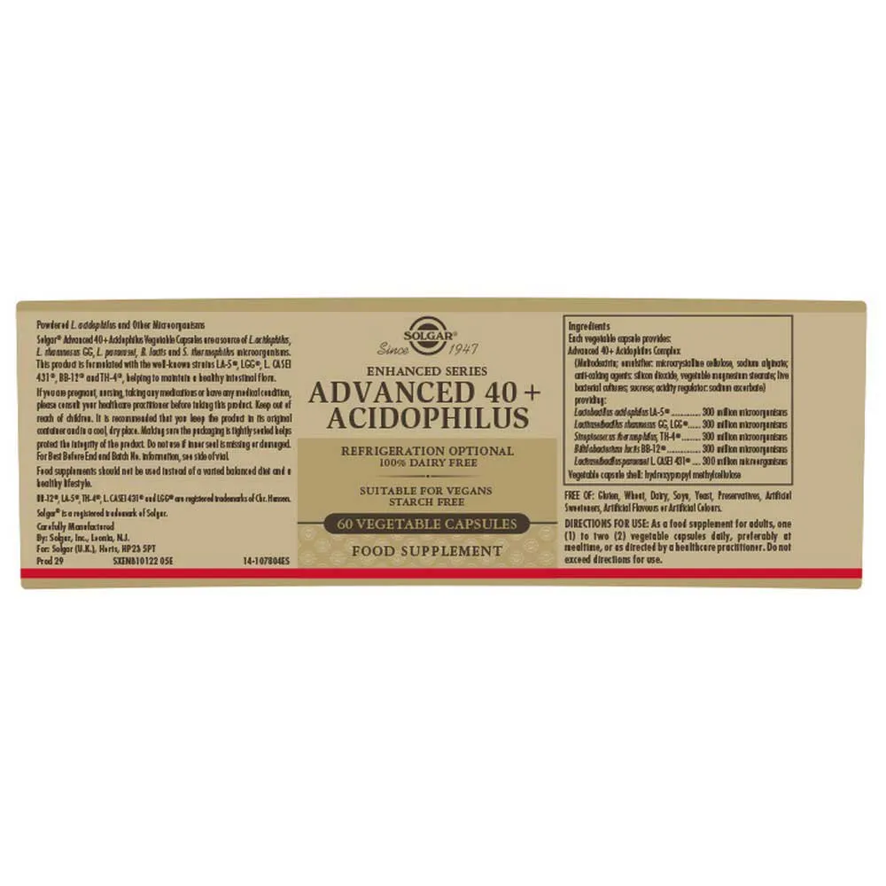 Solgar Avansert 40+ Acidophilus 60 Enheter, One size