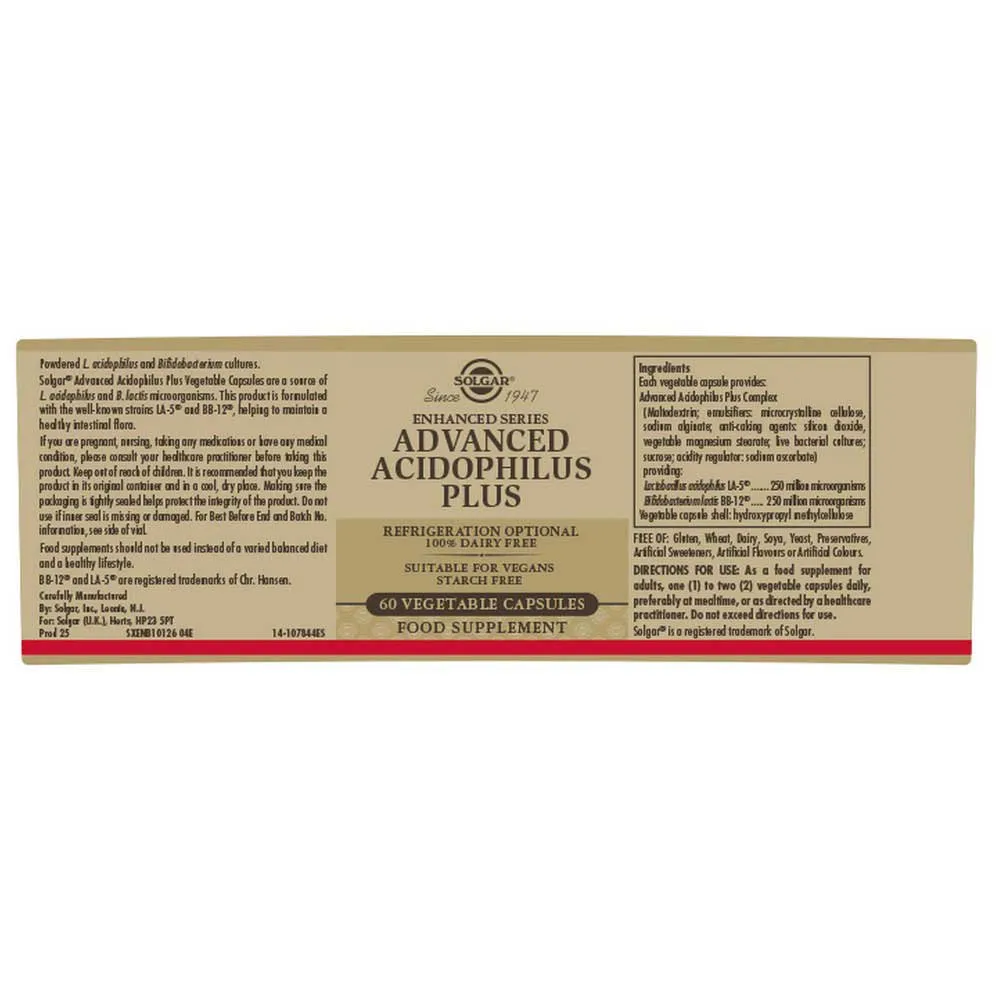Solgar Avansert Acidophilus Plus 120 Enheter, Brown, One Size Solgar Avansert Acidophilus Plus 120 Enheter, Brown, One Size