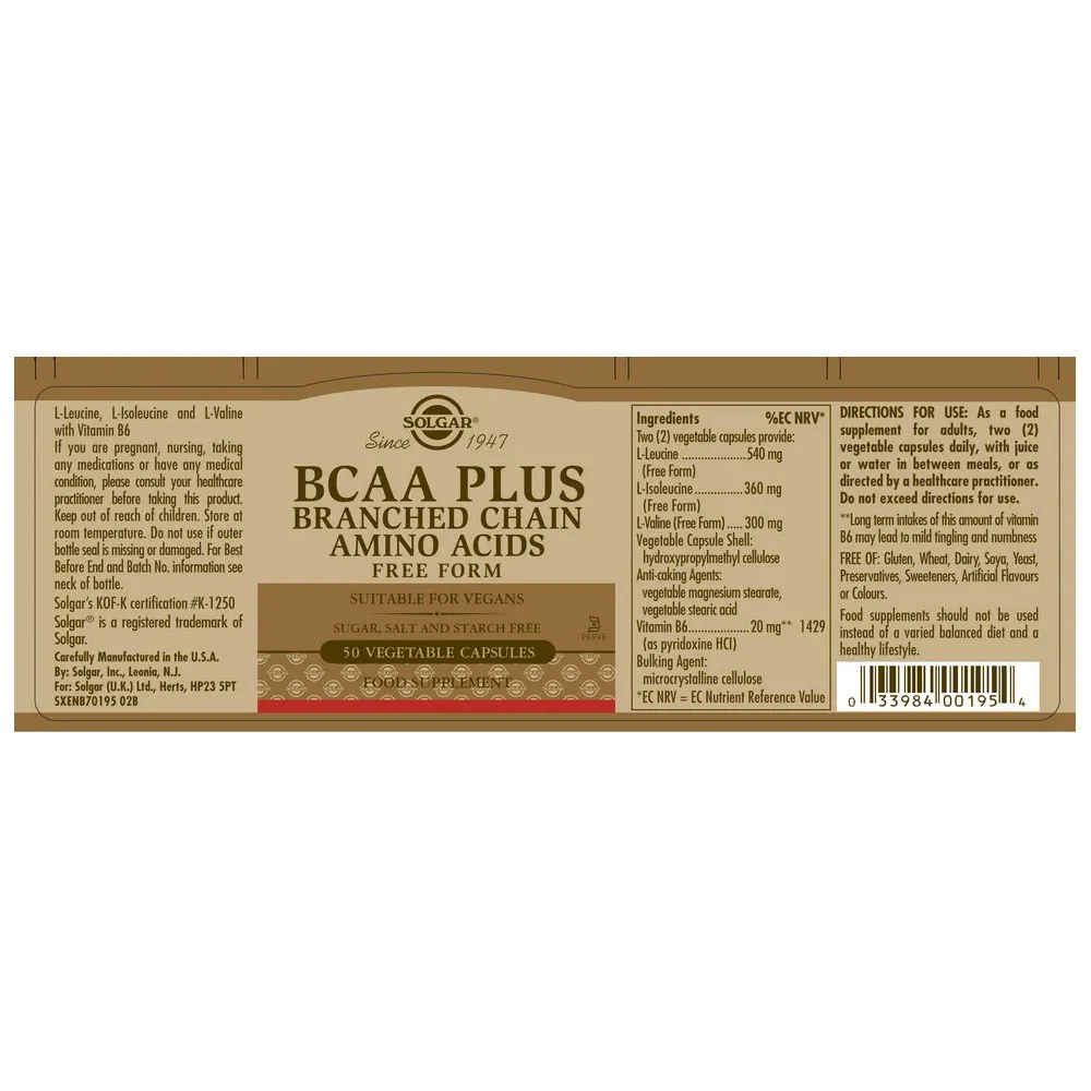 Solgar B.c.a.a. Plus 50 Enheter, One size Solgar B.c.a.a. Plus 50 Enheter, One size