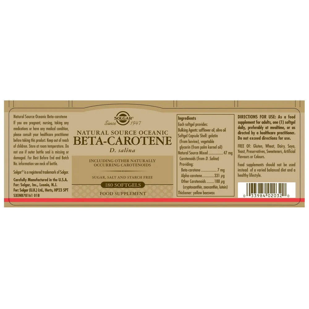 Solgar Betakaroten 100% Naturlig 7mg 180 Enheter, Brown, One Size Solgar Betakaroten 100% Naturlig 7mg 180 Enheter, Brown, One Size