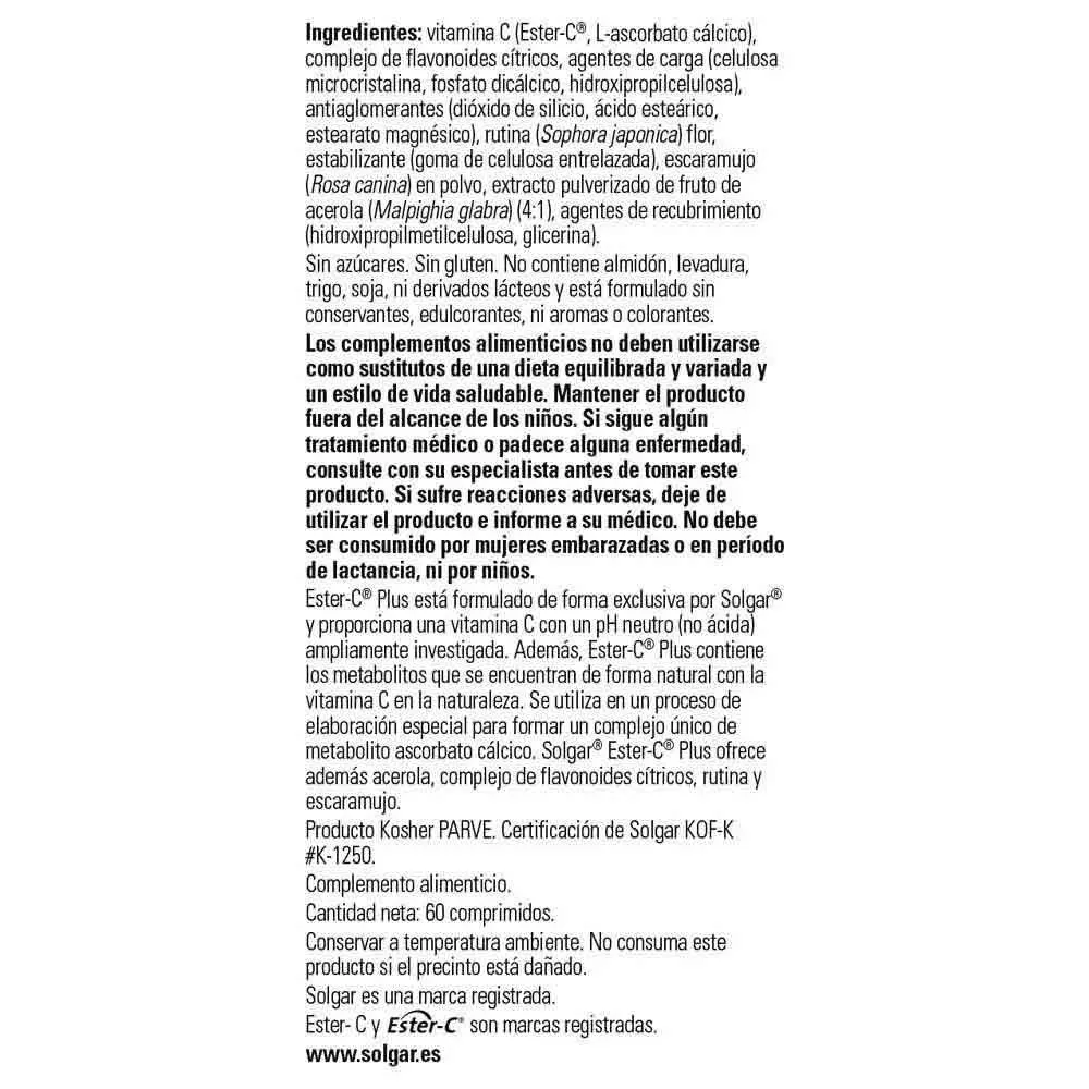 Solgar Ester C Plus 1000mg Vitamin C Tabletter 60 Enheter, One size Solgar Ester C Plus 1000mg Vitamin C Tabletter 60 Enheter, One size