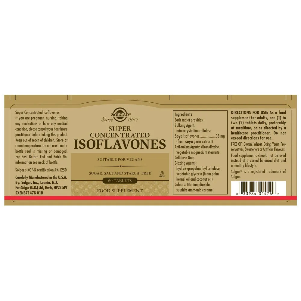 Solgar Isoflavones Super Concentrated Non Gmo Tabletter 60 Enheter, Brown, One Size