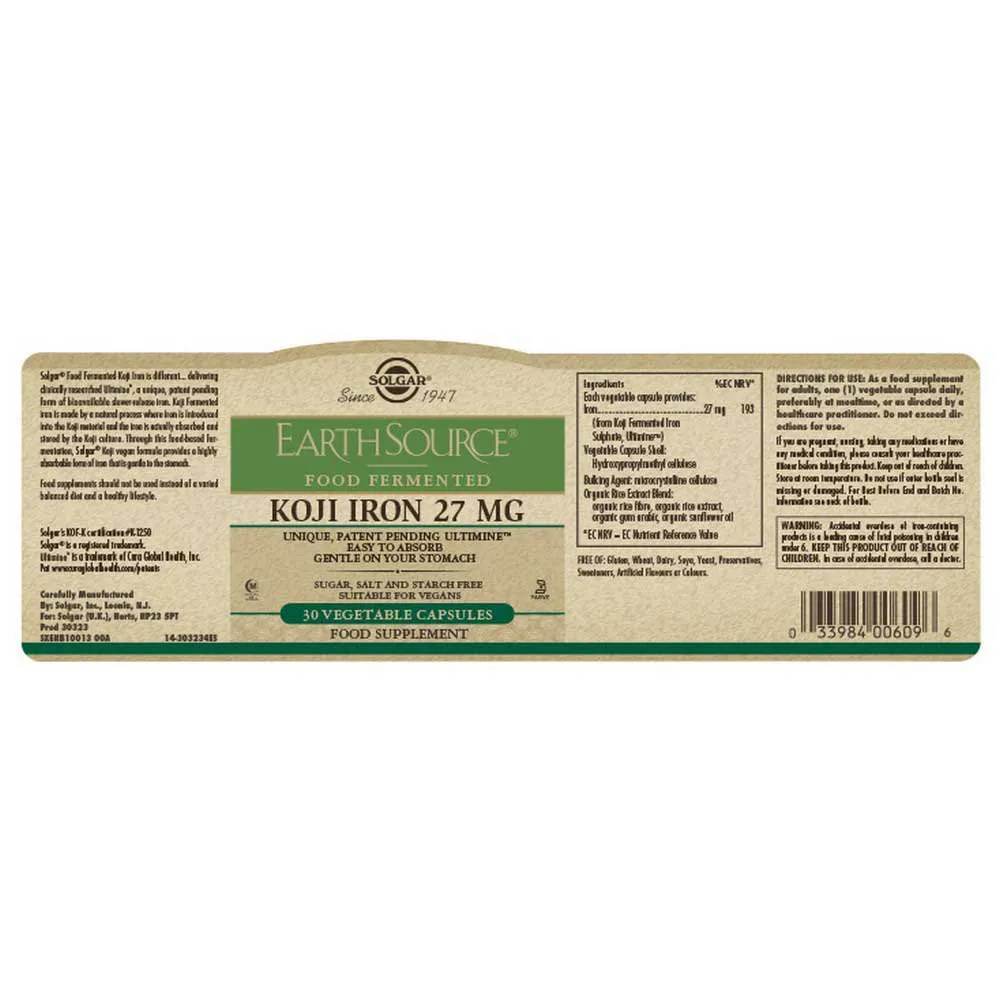 Solgar Jern Jordkilde Koji 30 Enheter, Black, One Size