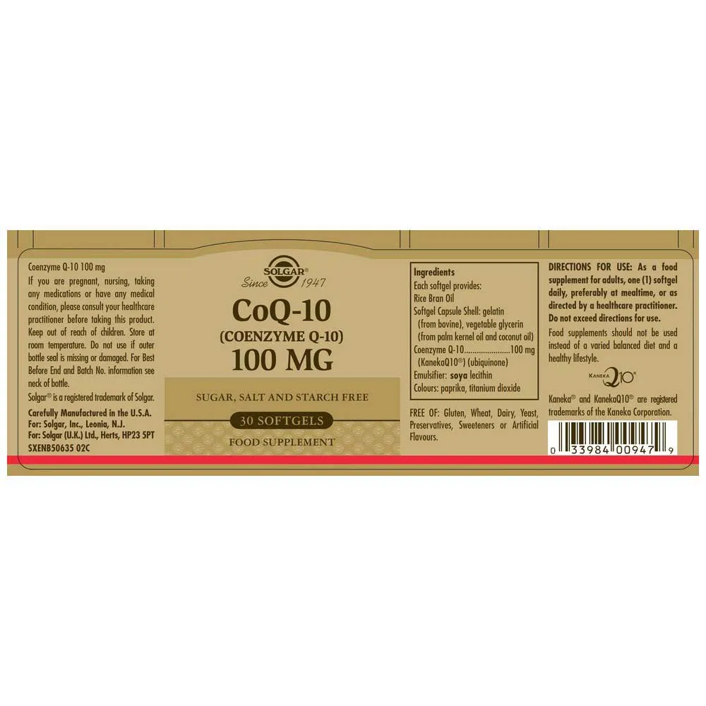 Solgar Koenzym Q-10 100 Mg 30 Enheter, Brown, One Size