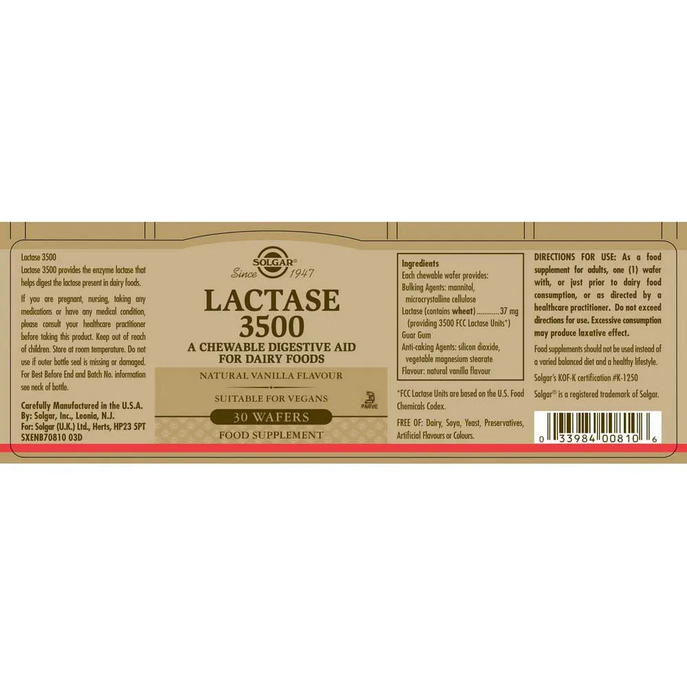 Solgar Laktase 3500 30 Enheter, Brown, One Size
