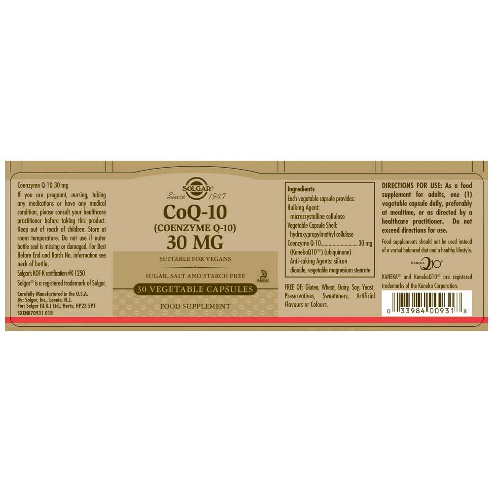 Solgar Maxi Koenzym Q-10 30 Mg 30 Enheter, Brown, One Size Solgar Maxi Koenzym Q-10 30 Mg 30 Enheter, Brown, One Size