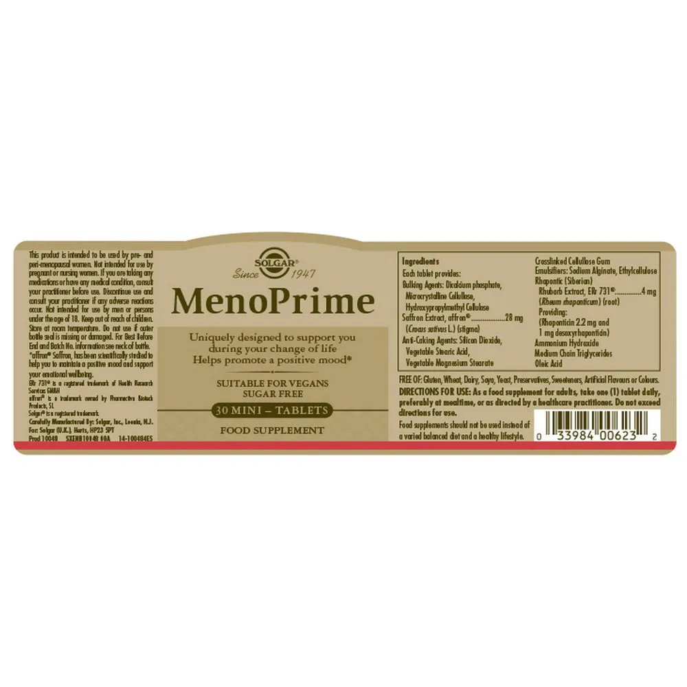 Solgar Meno Prime Tabletter 30 Enheter, Black, One Size Solgar Meno Prime Tabletter 30 Enheter, Black, One Size