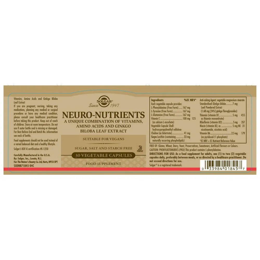 Solgar Næringsstoffer For Hjernen 30 Enheter, Brown, One Size Solgar Næringsstoffer For Hjernen 30 Enheter, Brown, One Size
