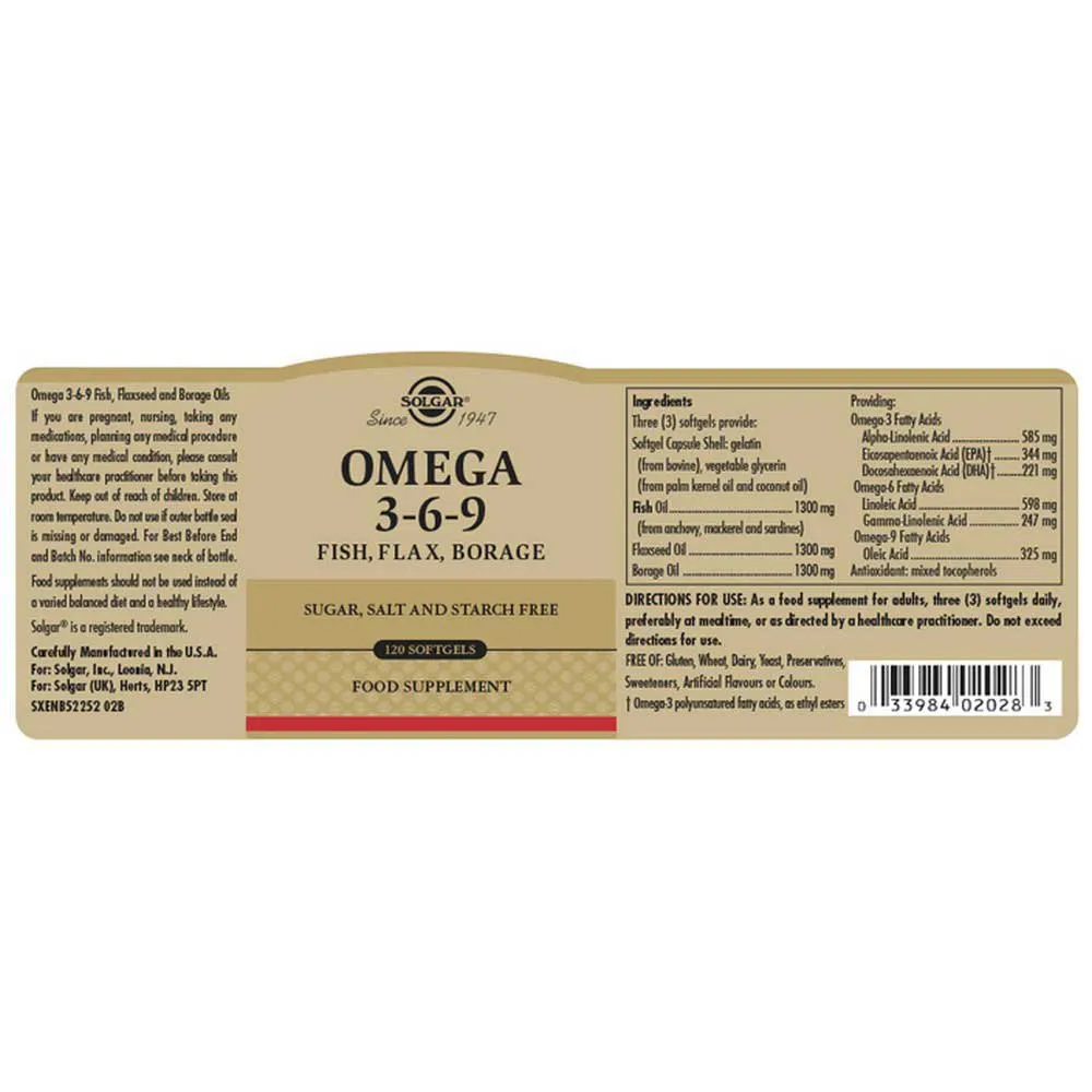 Solgar Omega 3-6-9 Kapsler 120 Enheter, Brown, One Size Solgar Omega 3-6-9 Kapsler 120 Enheter, Brown, One Size
