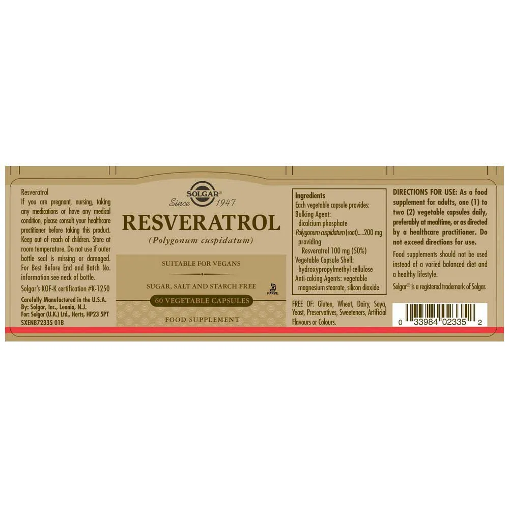 Solgar Resveratrol Kapsler 60 Enheter, One size
