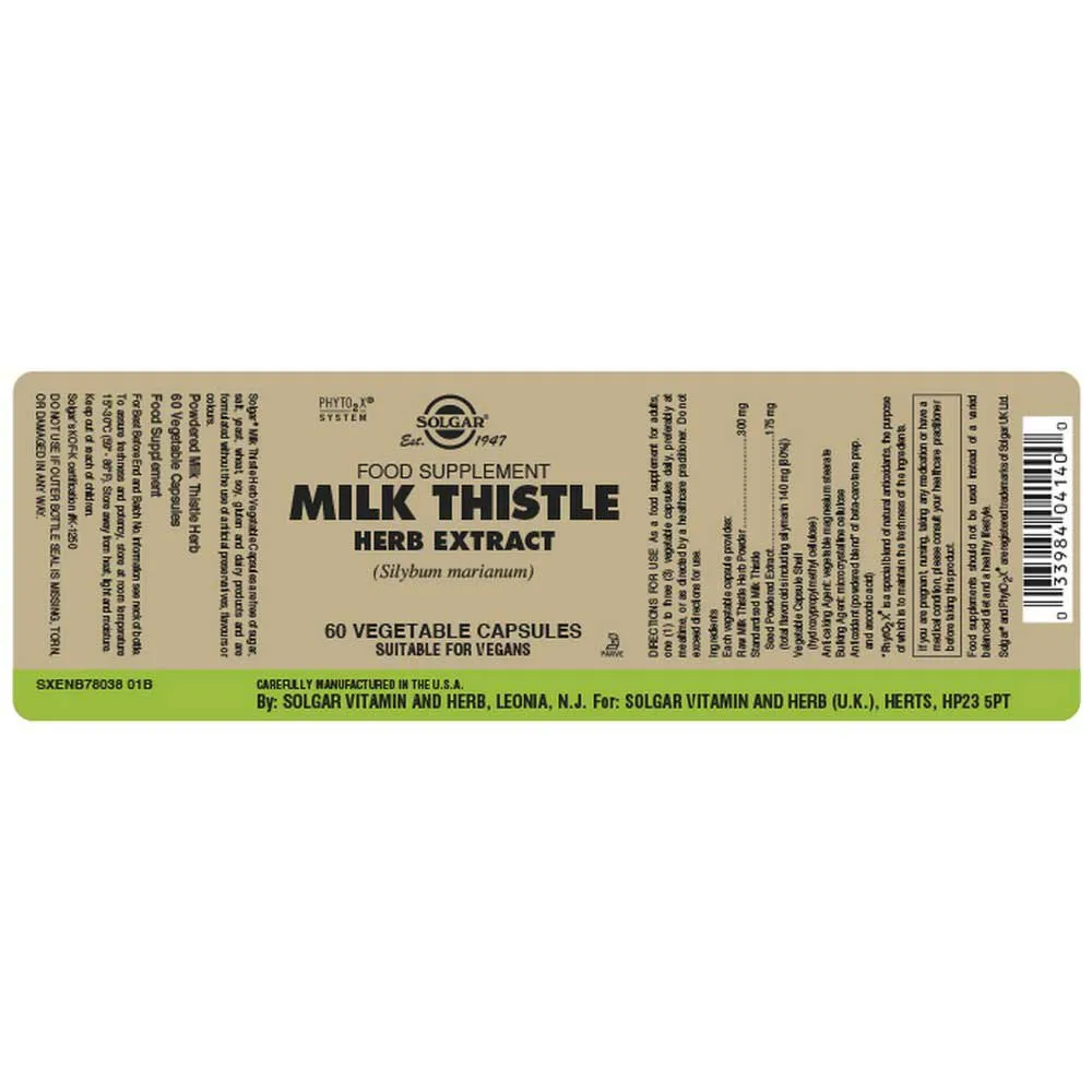 Solgar Sfp Ekstrakt Av Mariatistel/frø Melk 60 Enheter, Brown, One Size Solgar Sfp Ekstrakt Av Mariatistel/frø Melk 60 Enheter, Brown, One Size