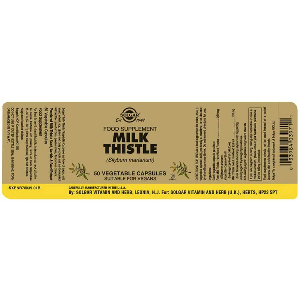 Solgar Tistel Melk 50 Enheter, Brown, One Size Solgar Tistel Melk 50 Enheter, Brown, One Size
