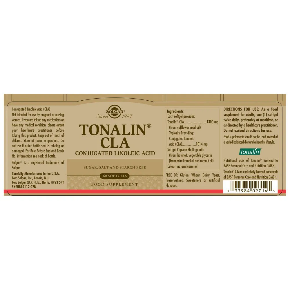 Solgar Tonalin Cla Kapsler 60 Enheter, Brown, One Size