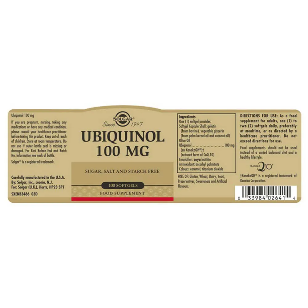 Solgar Ubiquinol 100mg 50 Enheter, Brown, One Size Solgar Ubiquinol 100mg 50 Enheter, Brown, One Size