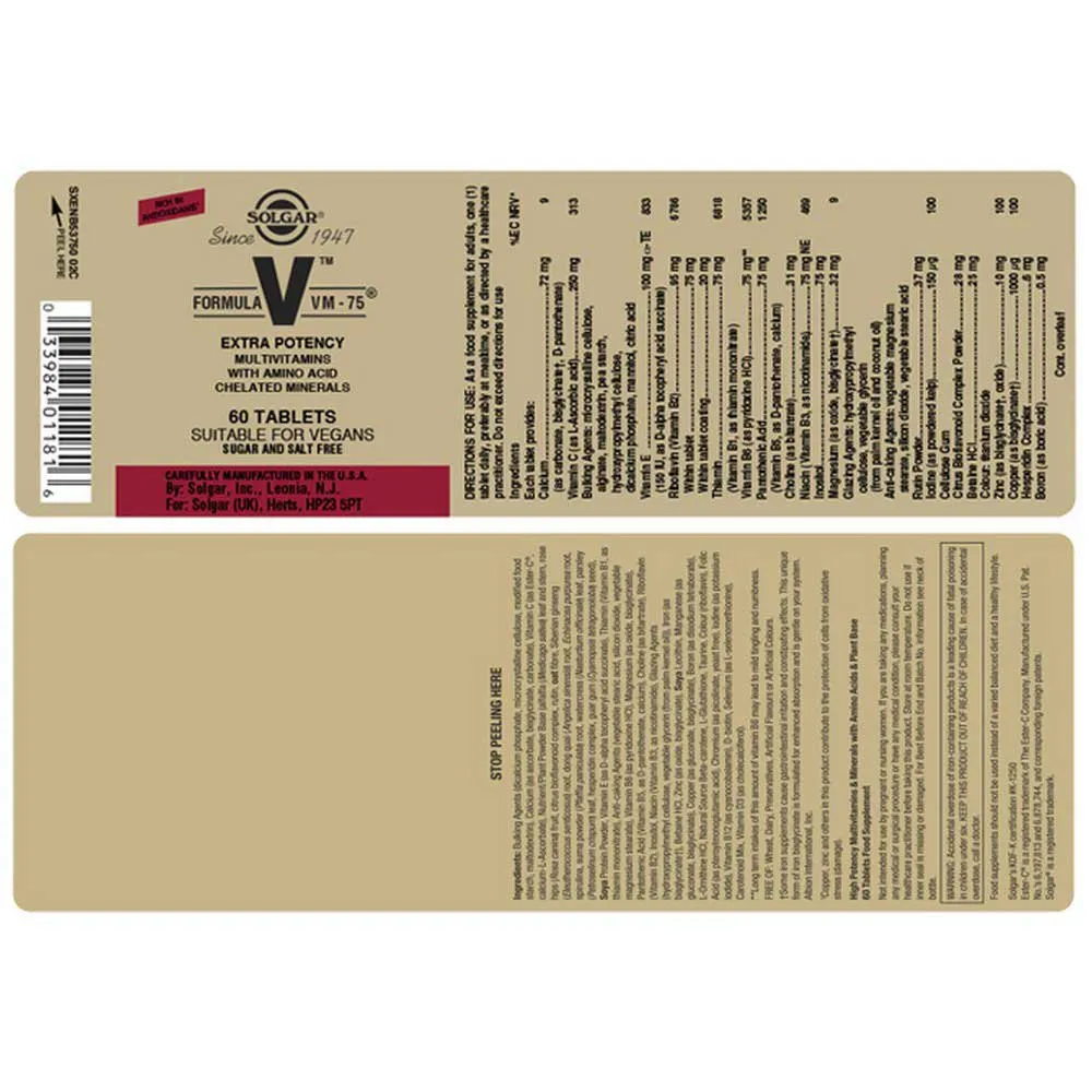 Solgar Vm-2000 Tabletter 60 Enheter, Brown, One Size