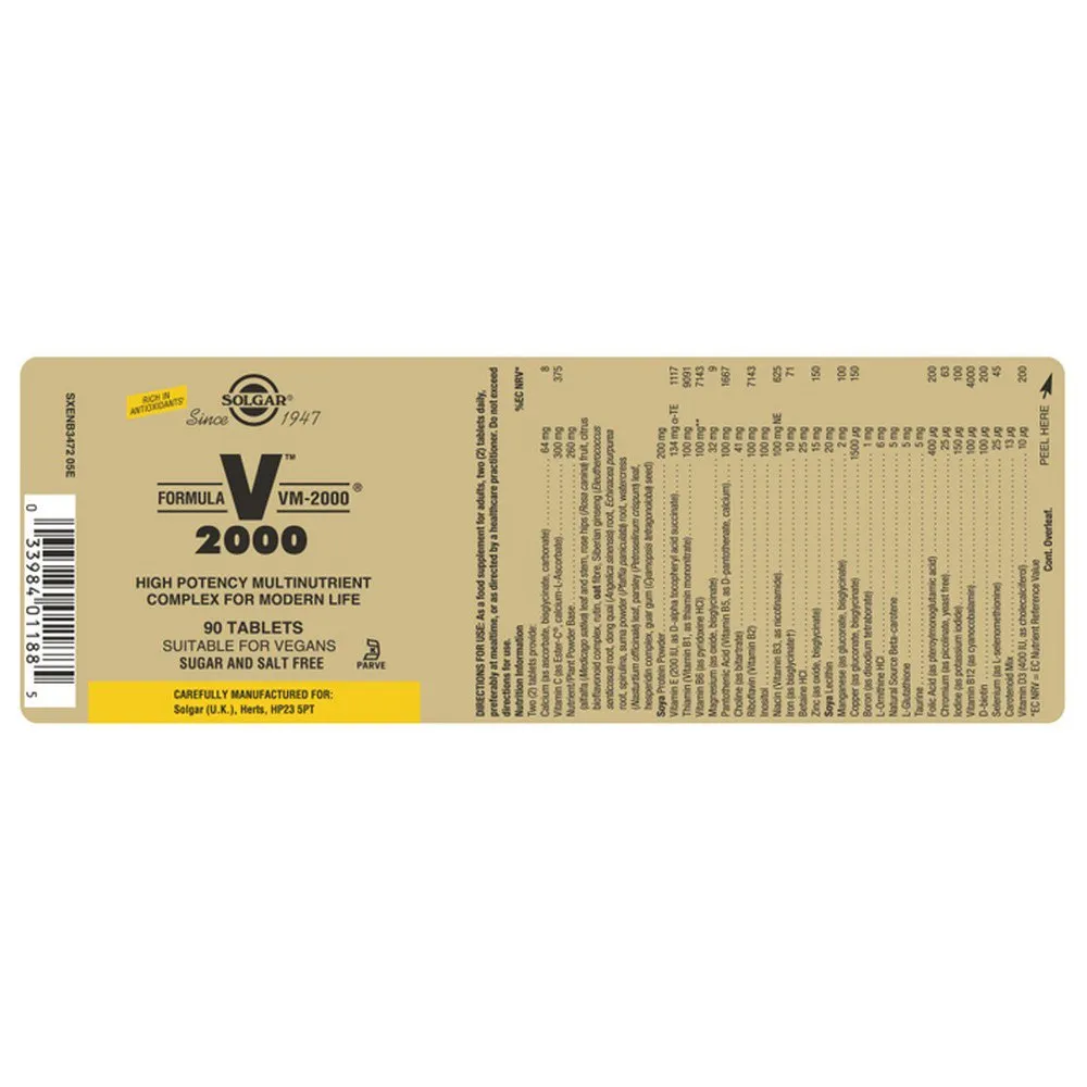 Solgar Vm-2000 Tabletter 90 Enheter, Brown, One Size Solgar Vm-2000 Tabletter 90 Enheter, Brown, One Size