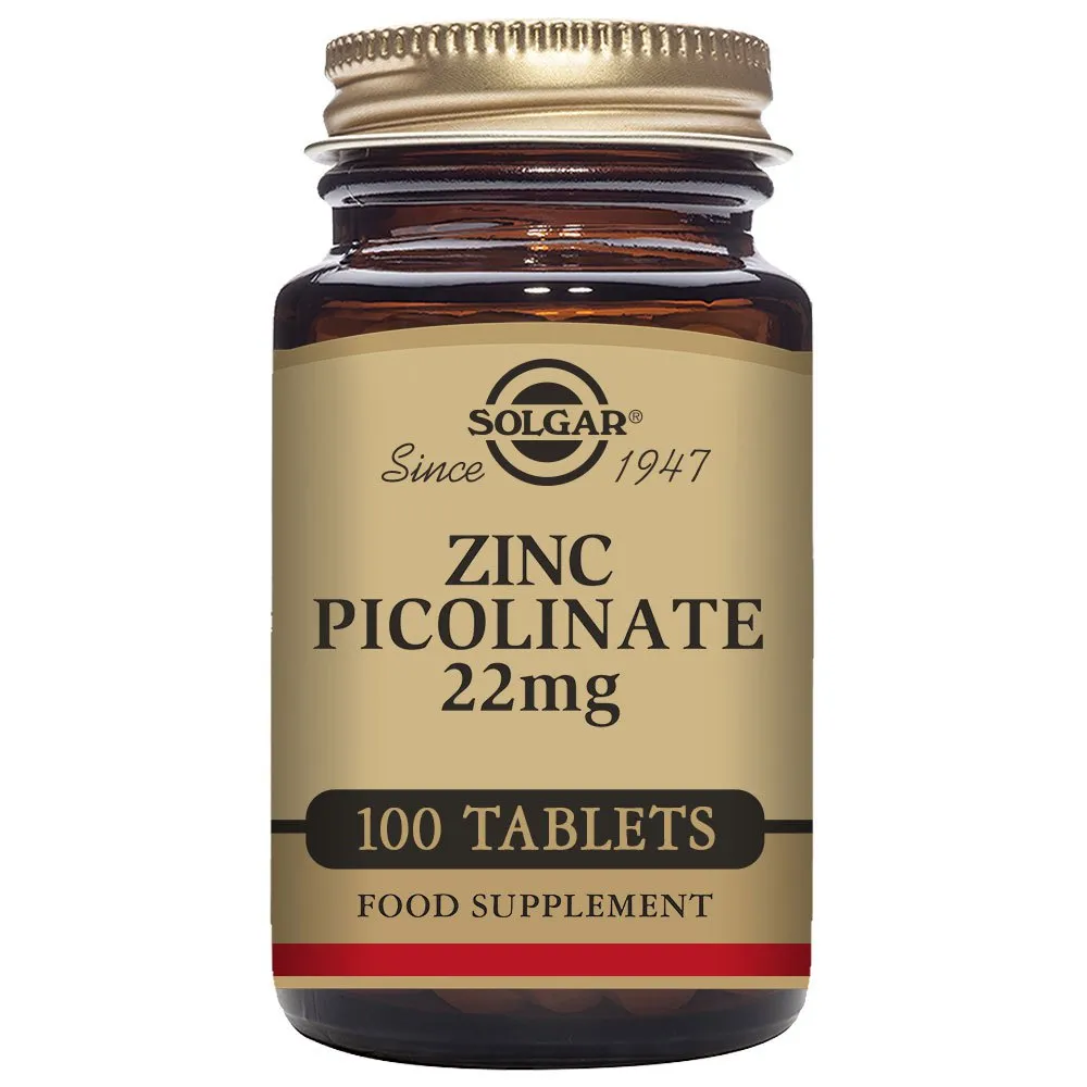 Solgar Zinc Picolinate 22mg Tabletter 100 Enheter, Brown, One Size