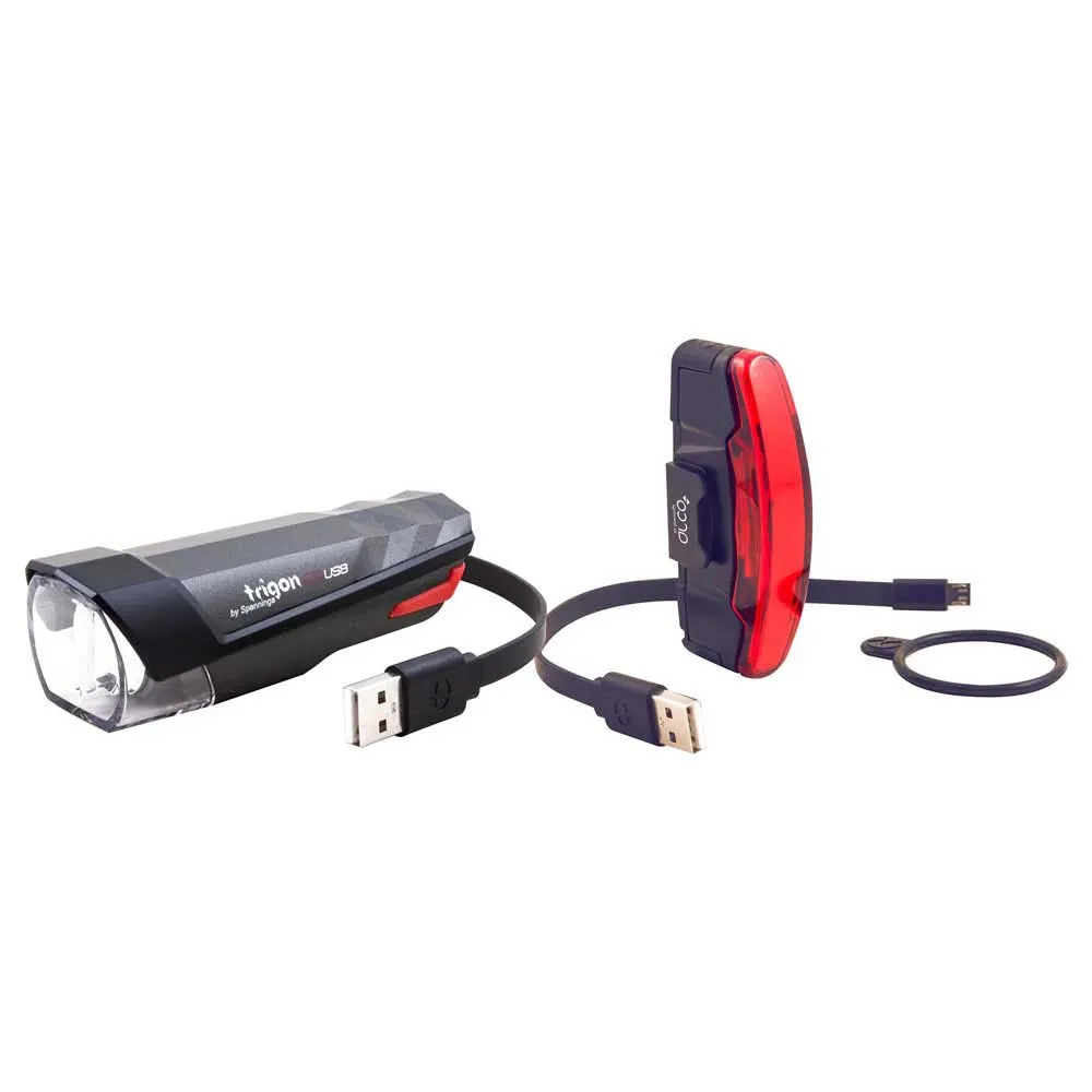 spanninga Trigon 25/arco Sykkellyktesett, Black / red, One Size