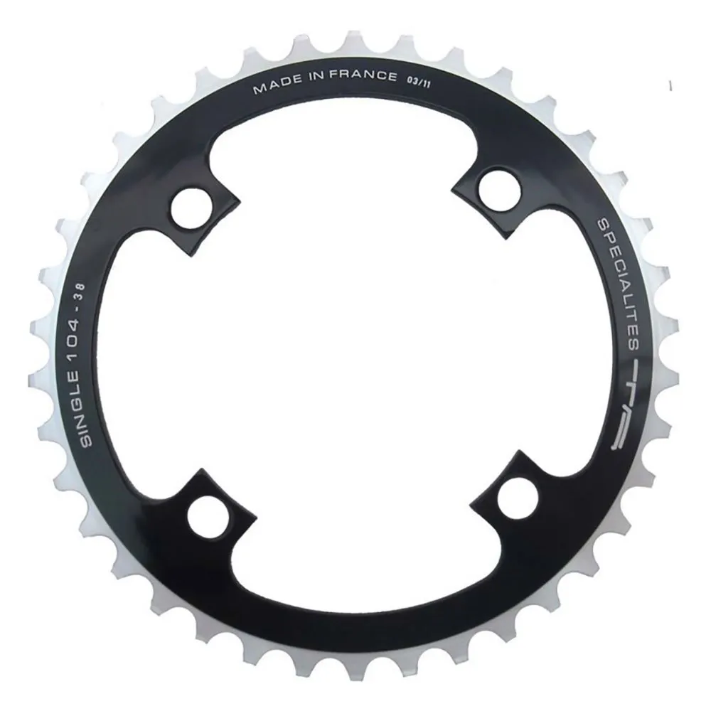 SPECIALITES TA Kettenblatt Single, 4-Arm, 104 mm Lochkreis, Black / silver, 40t SPECIALITES TA Kettenblatt Single, 4-Arm, 104 mm Lochkreis, Black / silver, 40t