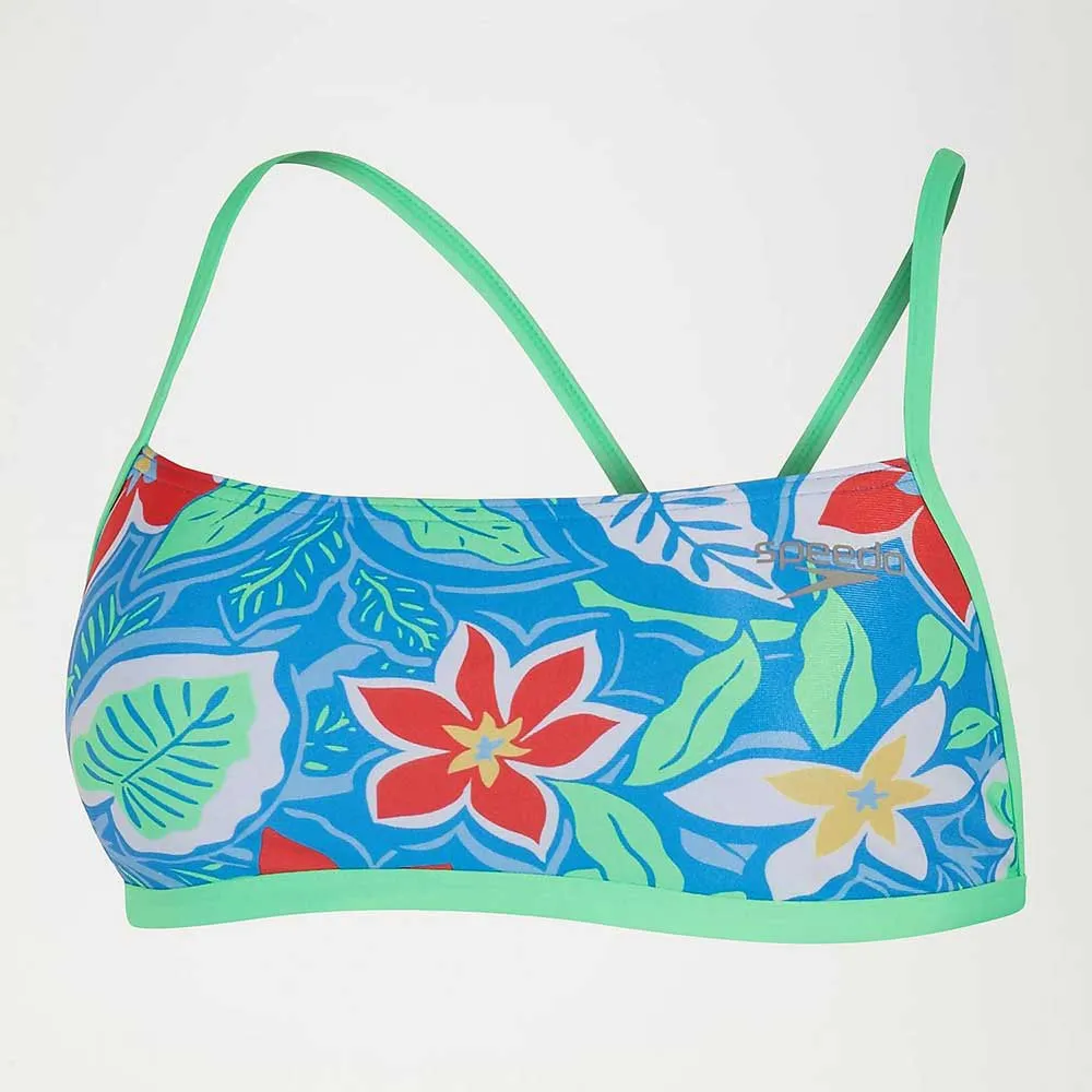 Speedo Allover Cross Back Crop Bikinitopp female, Bondi blue / fake green / white / risk red, UK 28
