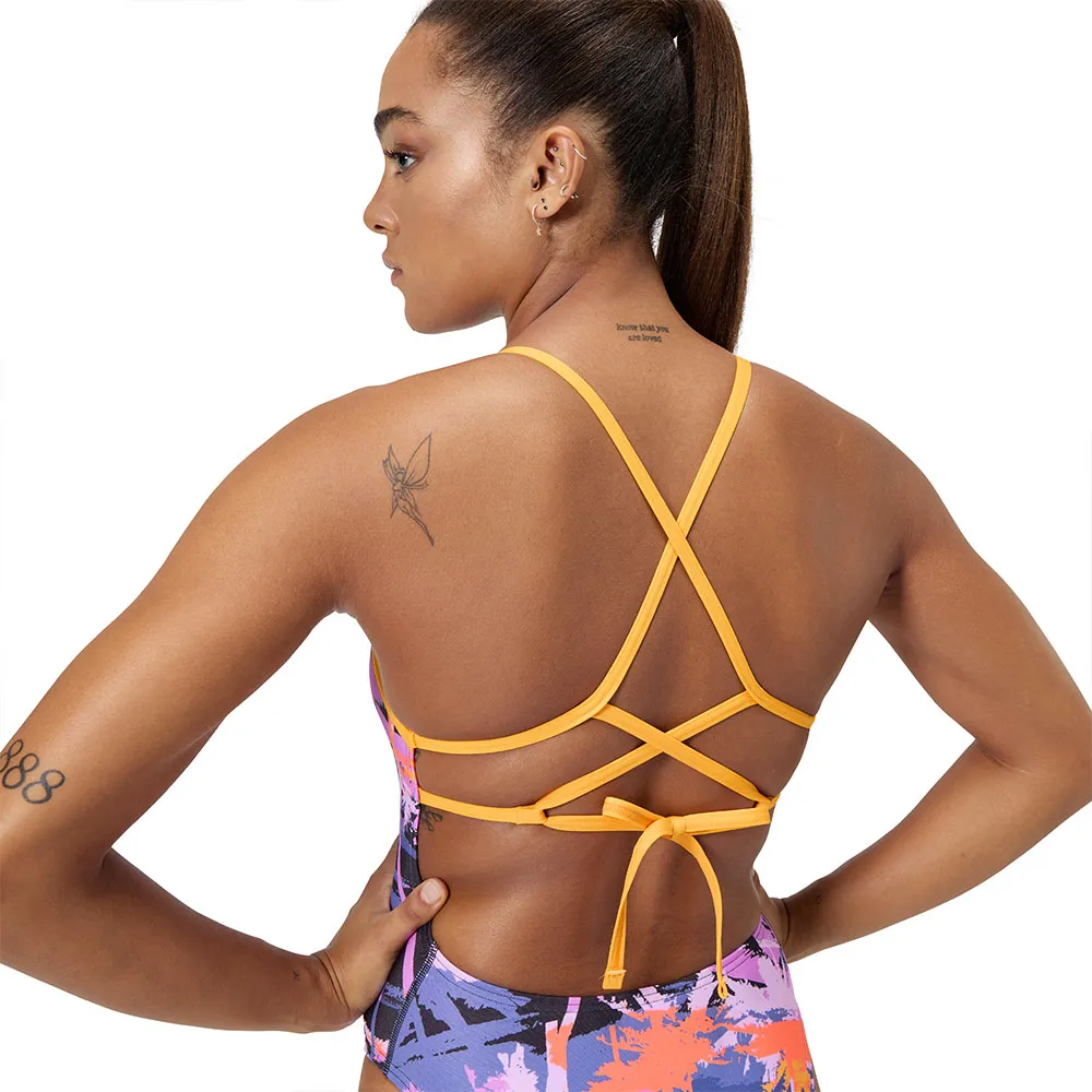 Speedo Allover Digital Lattice Tie-back Badetøy female Speedo Allover Digital Lattice Tie-back Badetøy female