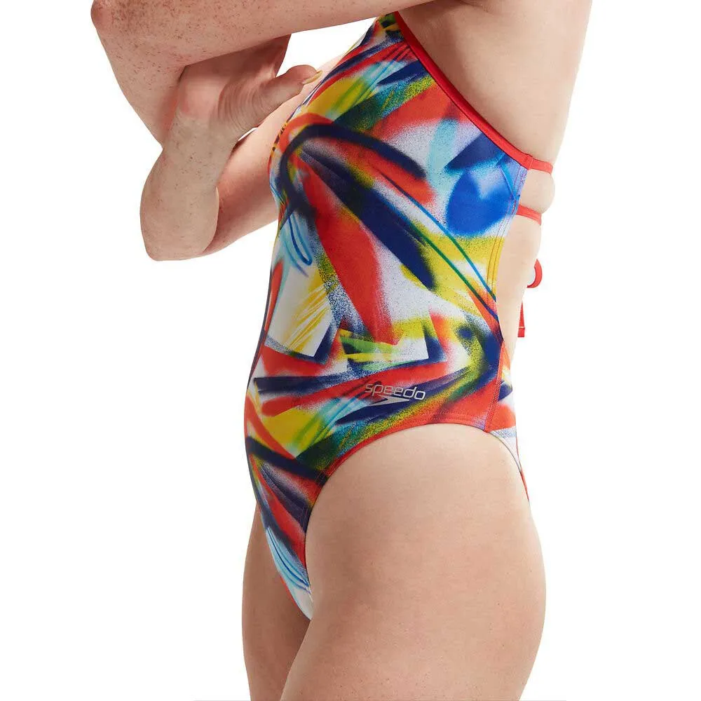 Speedo Allover Digital Lattice Tie-back Badetøy female