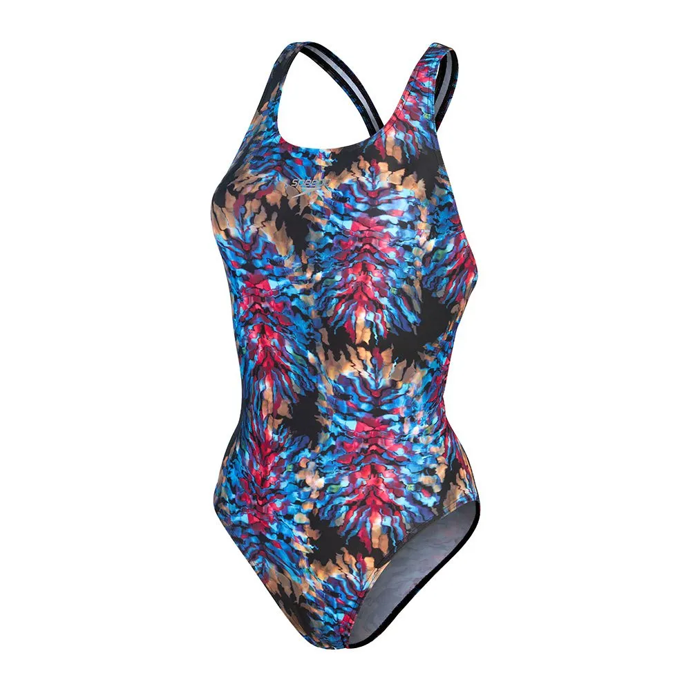 Speedo Allover Digital Proback Badetøy female, Black / cobalt pop / hypersonic blue / electric pink