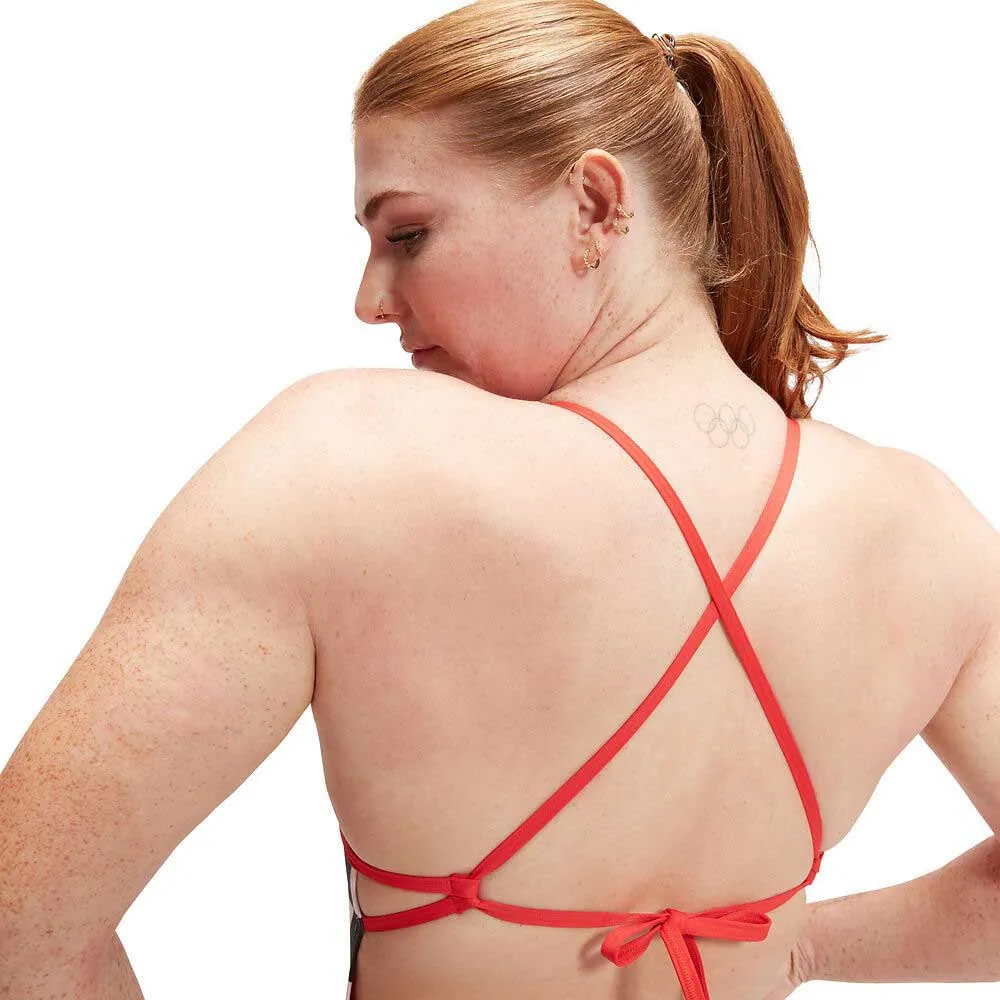 Speedo Allover Digital Tie-back Badetøy female Speedo Allover Digital Tie-back Badetøy female