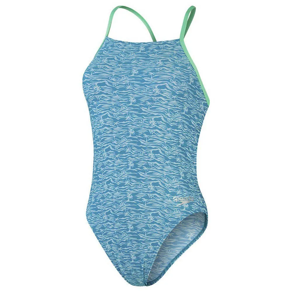 Speedo Allover Lattice-back Badetøy female, Aquarium / aquasplash / fake green Speedo Allover Lattice-back Badetøy female, Aquarium / aquasplash / fake green