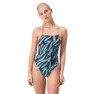 Speedo Allover Lattice Tie-back Badetøy female, Black / picton blue / siren red