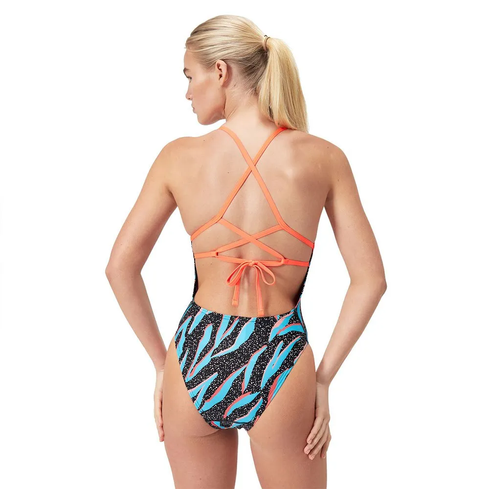 Speedo Allover Lattice Tie-back Badetøy female, Black / picton blue / siren red Speedo Allover Lattice Tie-back Badetøy female, Black / picton blue / siren red