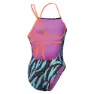 Speedo Allover Lattice Tie-back Badetøy female, Black / picton blue / siren red