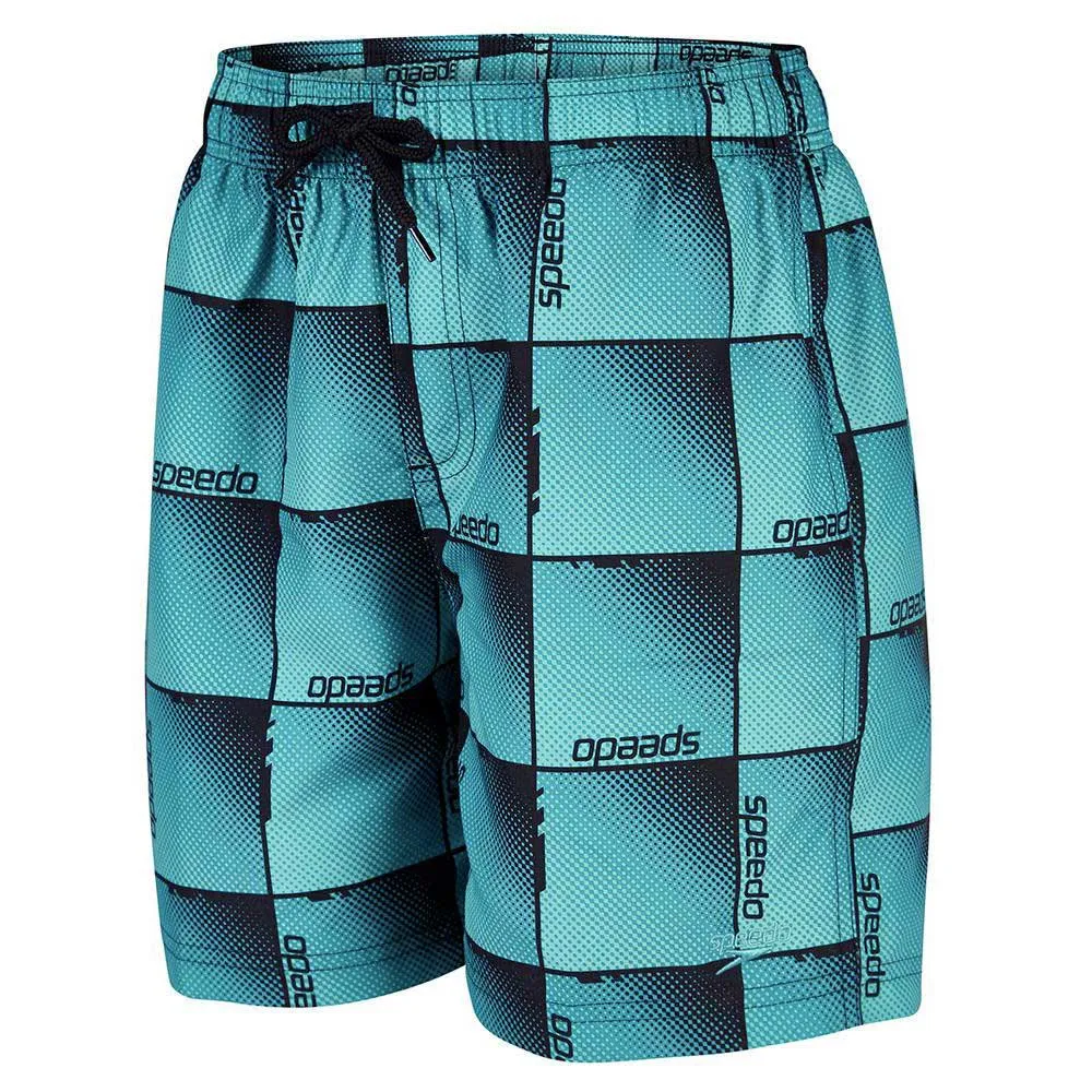 Speedo Boombastic Printed Leisure 15´´ Badebukse, Black / bali blue / aquarium, 10-11Y