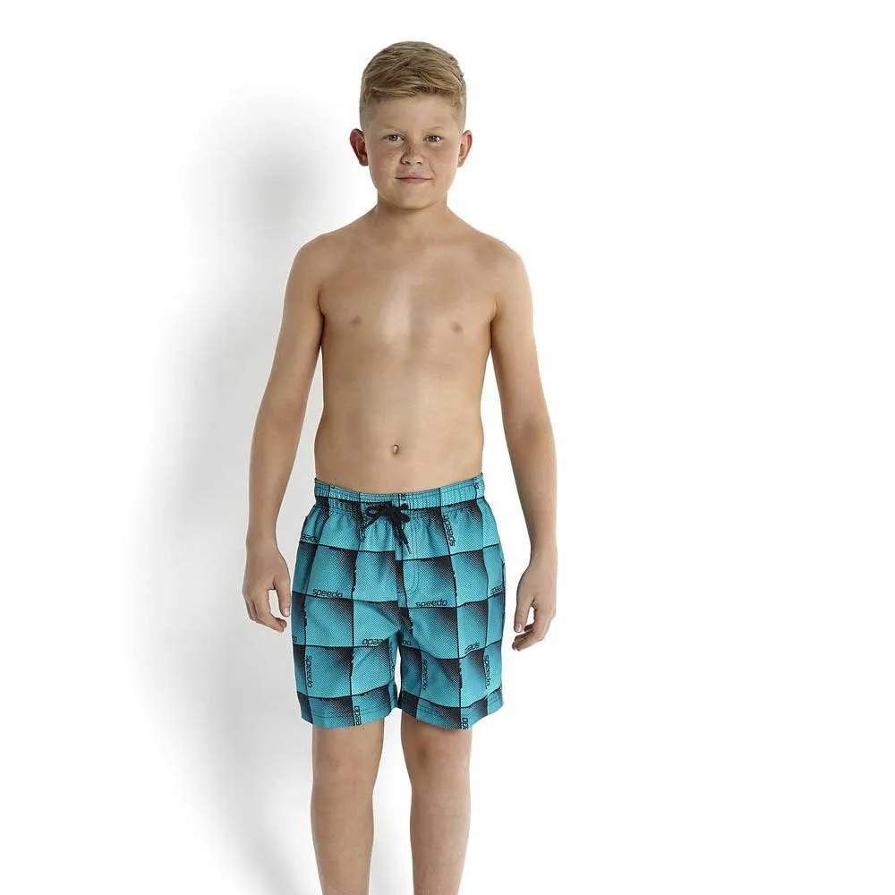 Speedo Boombastic Printed Leisure 15´´ Badebukse, Black / bali blue / aquarium, 10-11Y