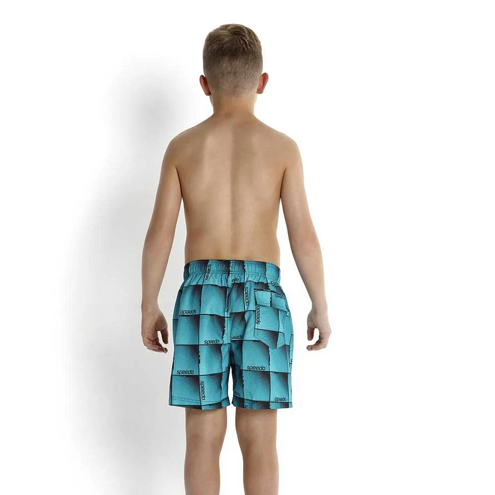 Speedo Boombastic Printed Leisure 15´´ Badebukse, Black / bali blue / aquarium, 10-11Y