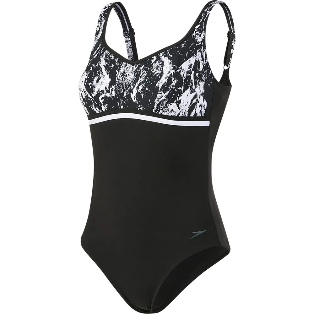 Speedo Contourluxe Printed Badetøy female, Black / white