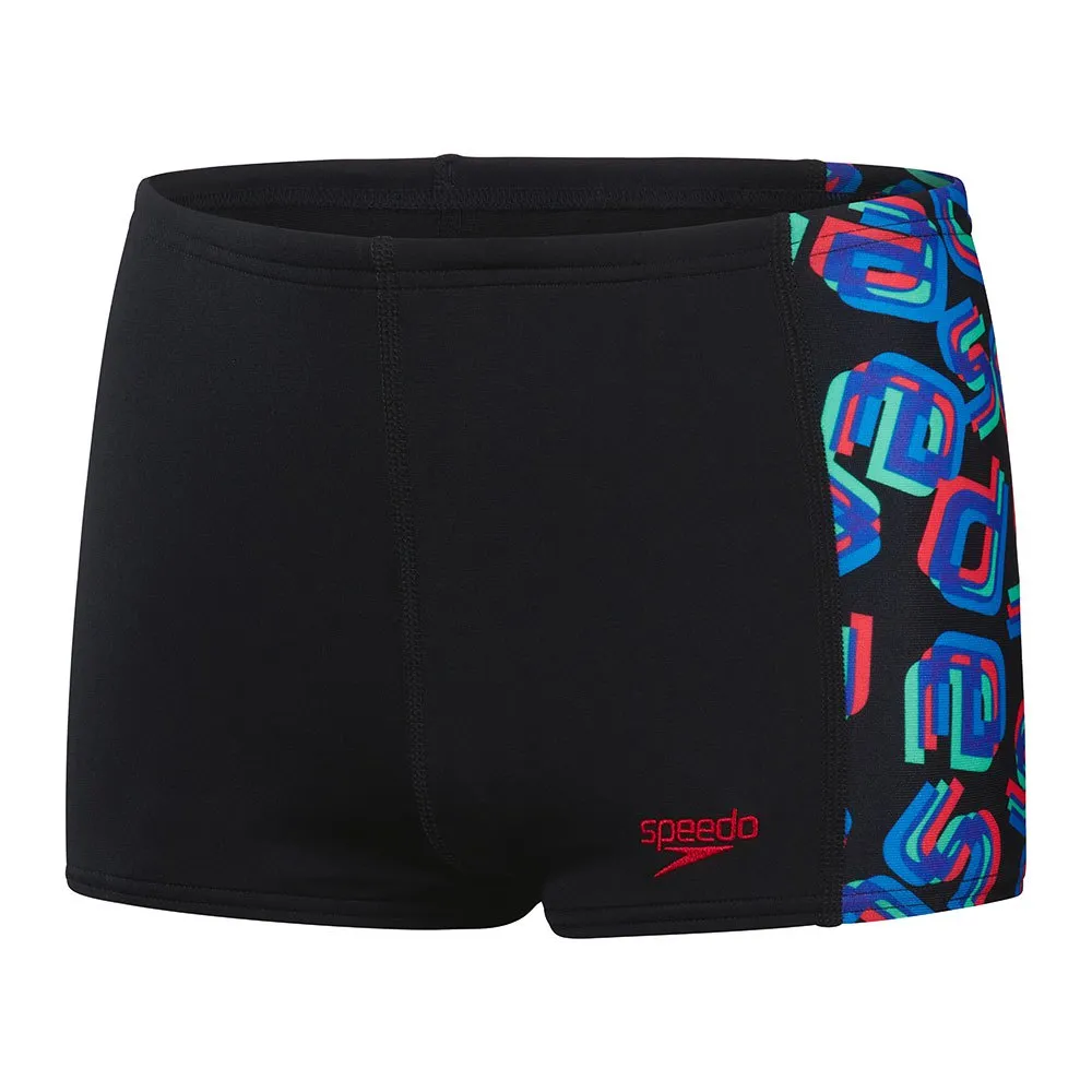 Speedo Digi Allover Panel Badeshorts Boxer male, Black / lava red / neon absinthe / lapis blue / blue flame, 5-6Y